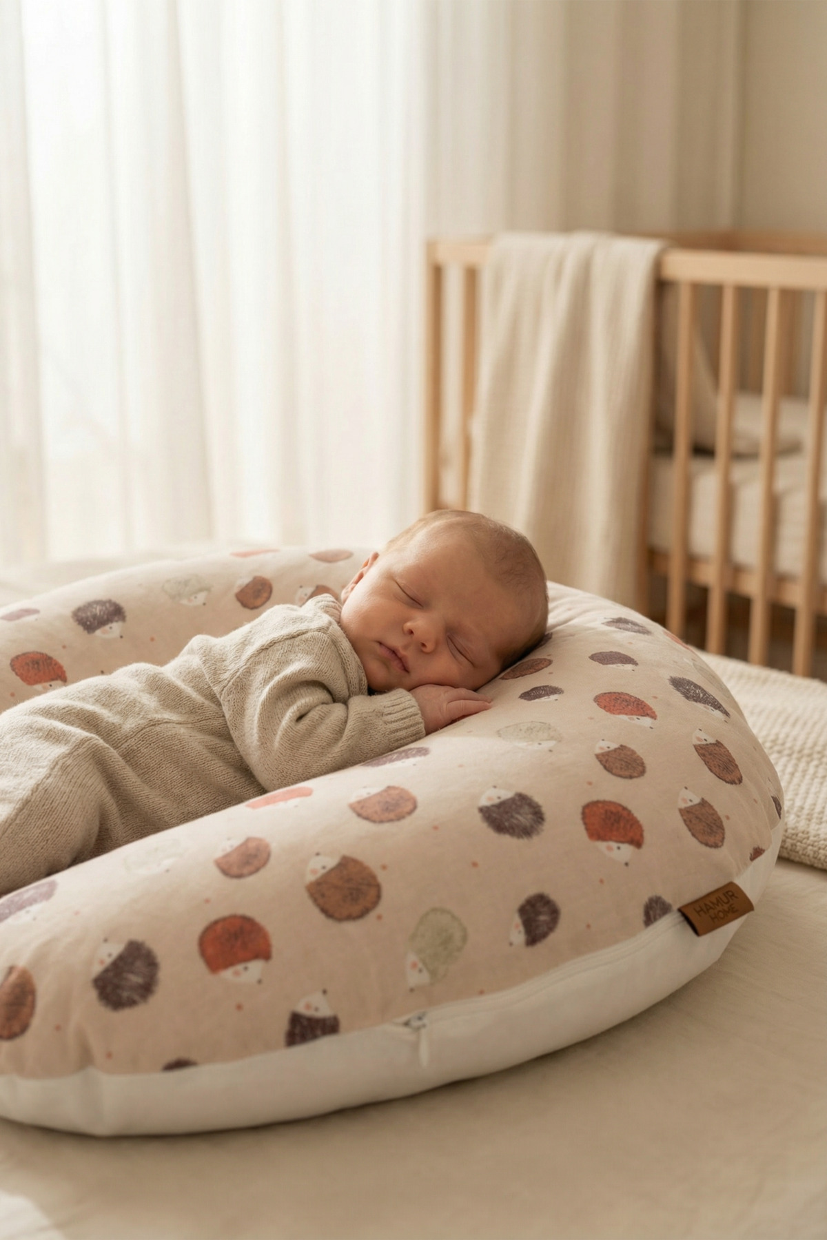 HAMUR Yenidoğan Çift Taraflı Hamile Anne Bebek Emzirme Yastığı Yıkanabilir Kılıf Destekli Minder Urcin fotoğrafı 6 (önizleme)