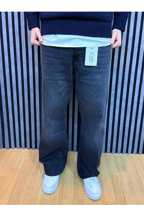 GRJ81 Old School Baggy Fit Kot Pantolon – Siyah Denim