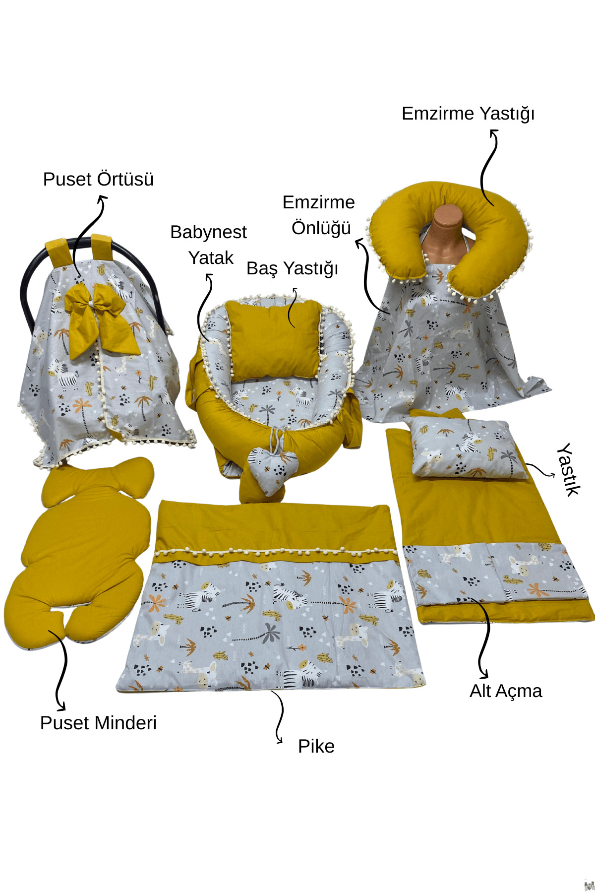 Happy Baby Dikiş Atölyesi 10’lu Babynest Puset Örtüsü Alt Açma Emzirme Yastığı Emzirme Önlüğü Ana Kucağı fotoğrafı 2 (önizleme)