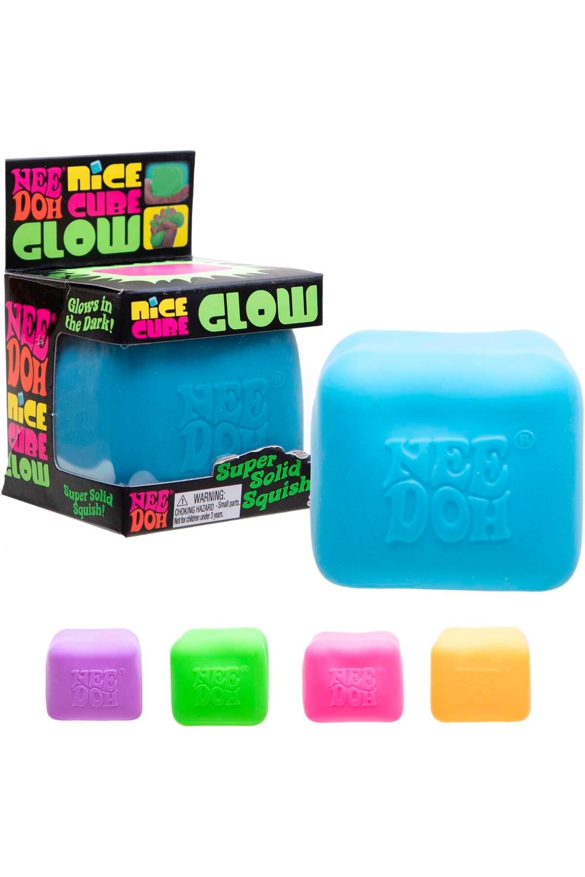 Schylling NeeDoh Nice Cube Glow - Sensory Toy with a Super Solid Squish - Glo...