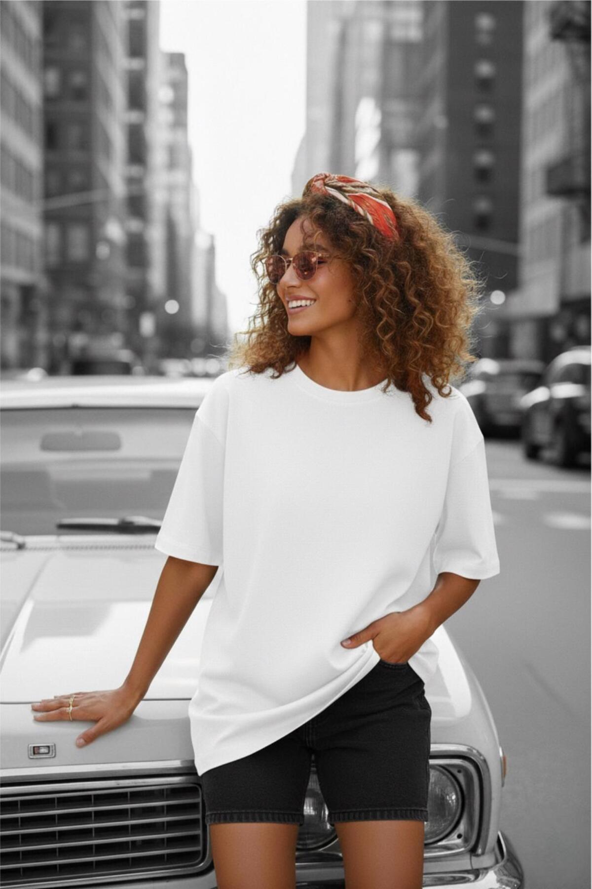 Oksit Mily Жіноча Oversize Basic Велосипедна комір Бавовняна футболка Зручний...