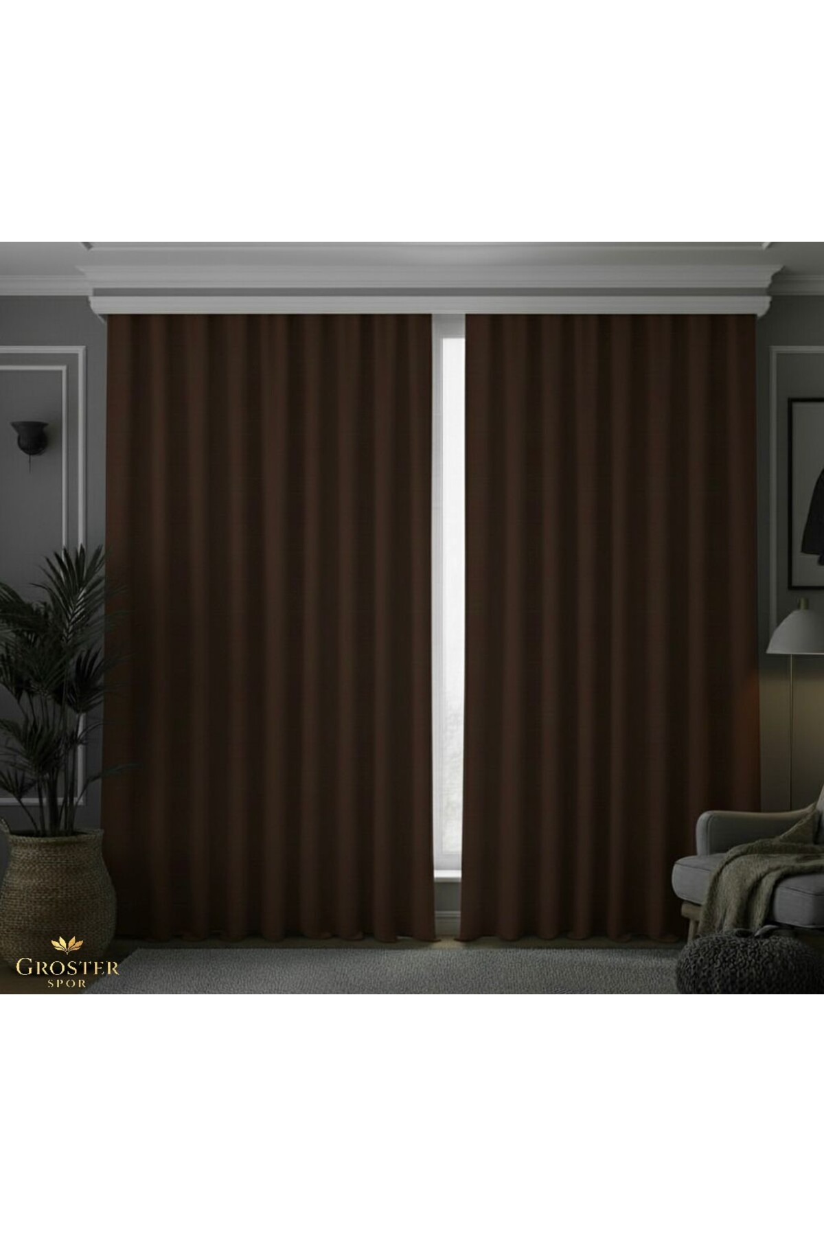 GROSTER SPOR Perdea Opacă Maro, Rezistentă La Lumină Și La Soare, Perdea De Fundal Fără Pliuri A Calitate++ [enxboy] - 320 x 200