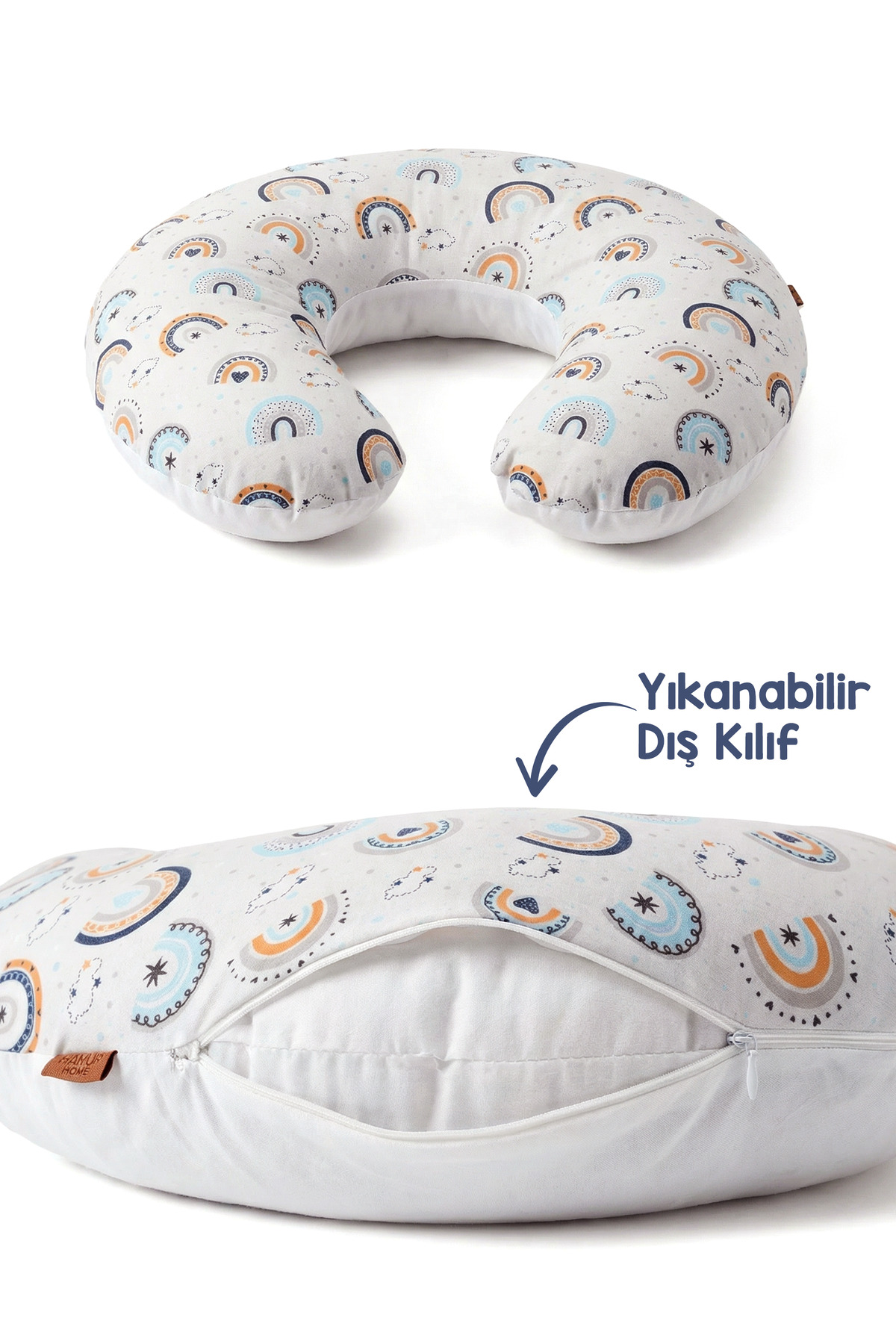 HAMUR Yenidoğan Çift Taraflı Hamile Anne Bebek Emzirme Yastığı Yıkanabilir Kılıf Destekli Minder Gök Mavi fotoğrafı 3 (önizleme)