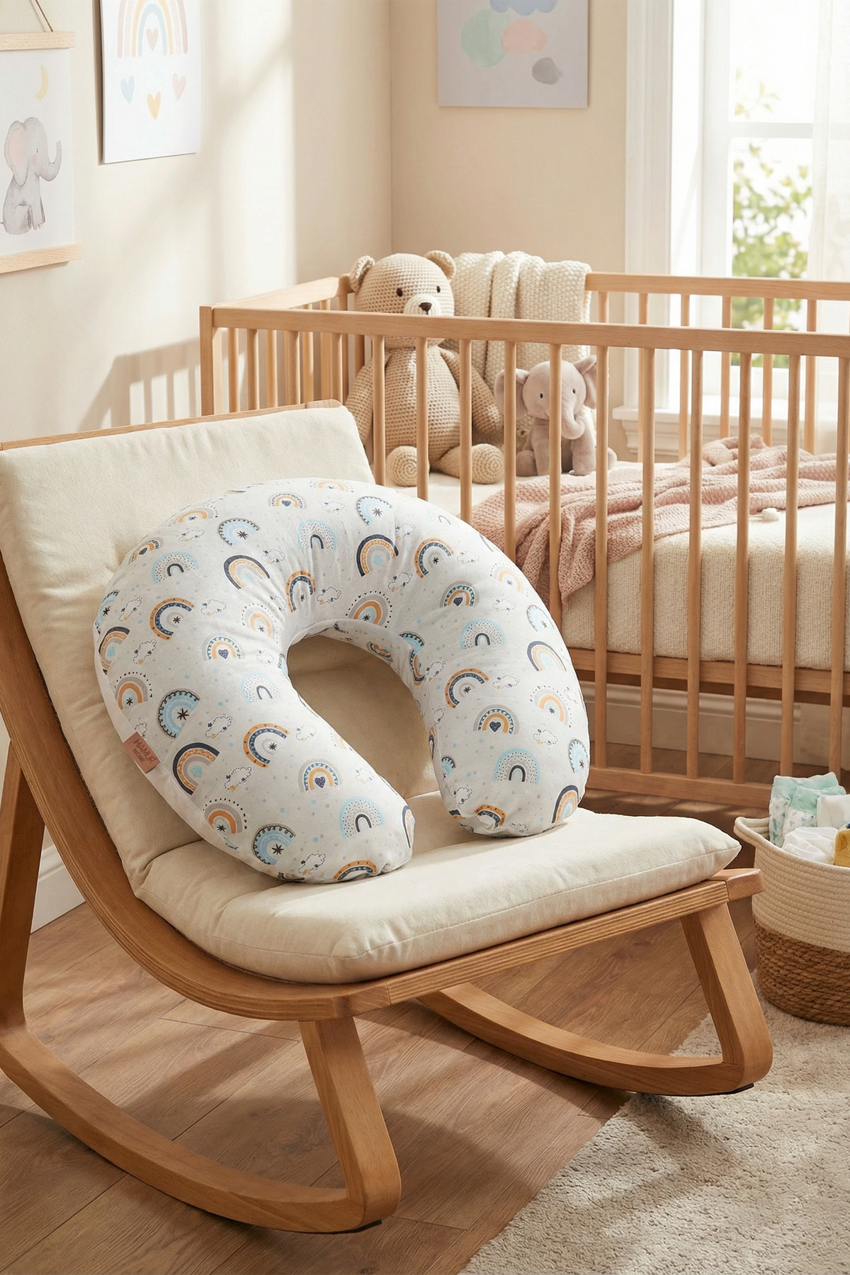 HAMUR Yenidoğan Çift Taraflı Hamile Anne Bebek Emzirme Yastığı Yıkanabilir Kılıf Destekli Minder Gök Mavi fotoğrafı 4 (önizleme)