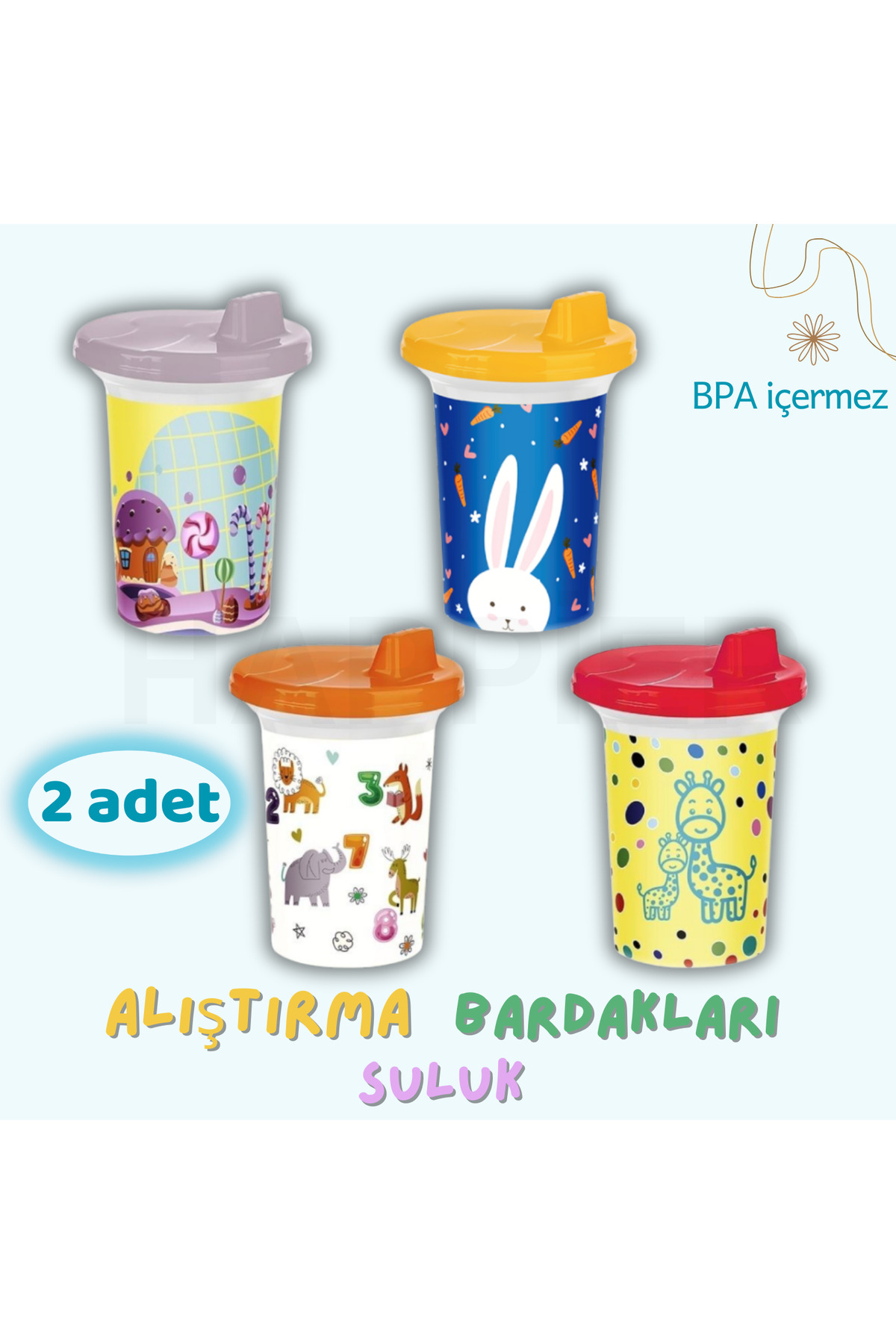 happier Alıştırma bardağı - Suluk-2 adet fotoğrafı 2 (önizleme)