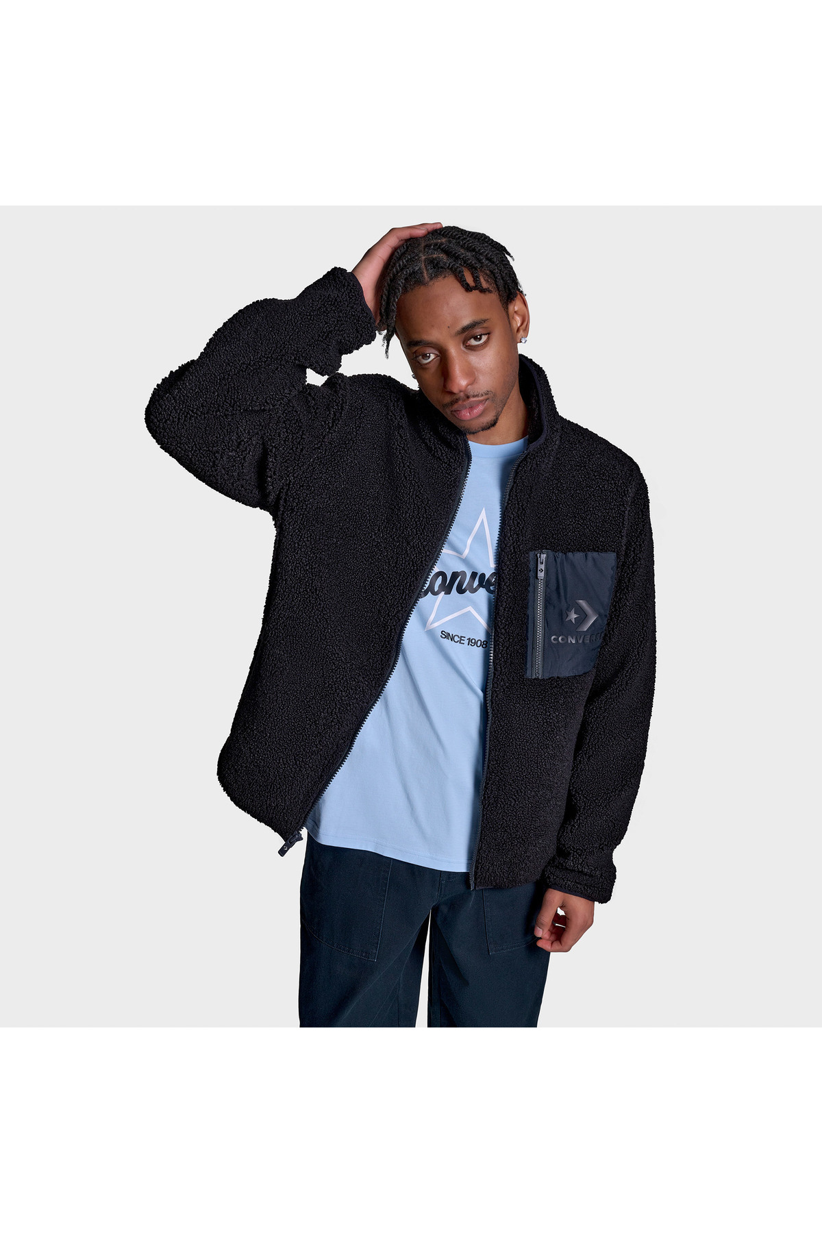 Converse Contrast Sherpa Erkek Siyah Ceket görsel 4