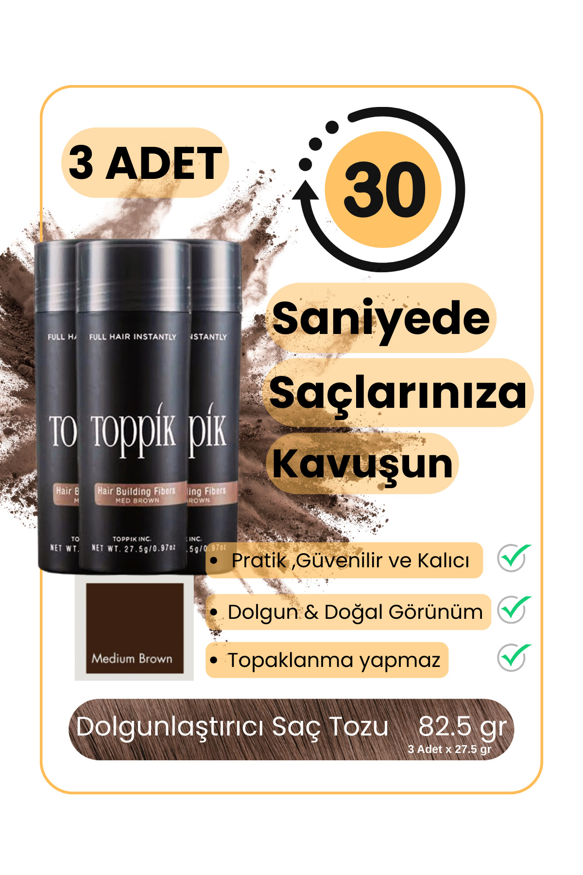 Topik Ms 3'lü AVANTAJ PAKETİ - Saç Fiberi Dolgunlaştırıcı Toz & Seyrek ...