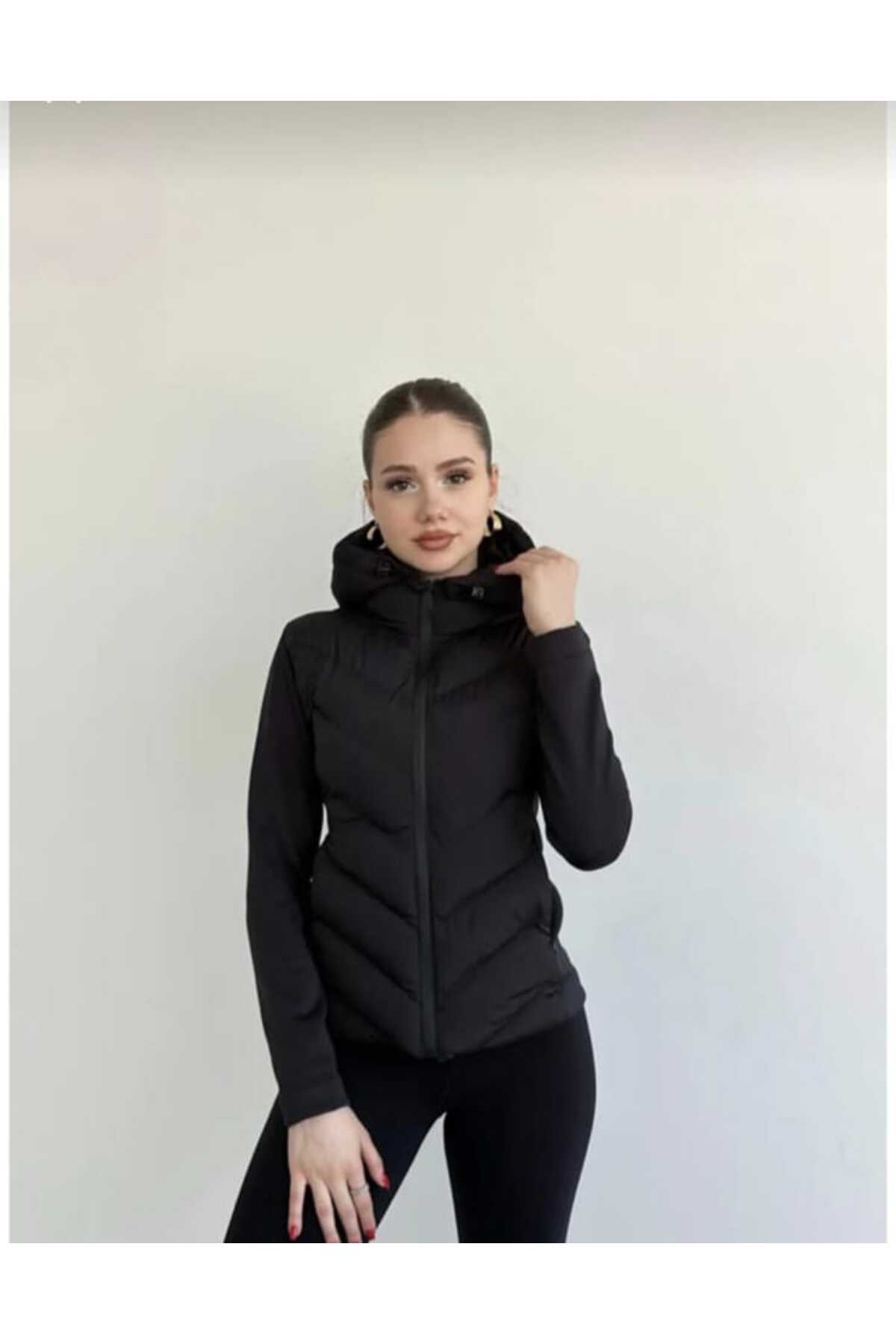 Rowsmen  KADIN KAPÜŞONLU SİYAH SCUBA DALGIÇ DETAYLI ŞİŞME MONT