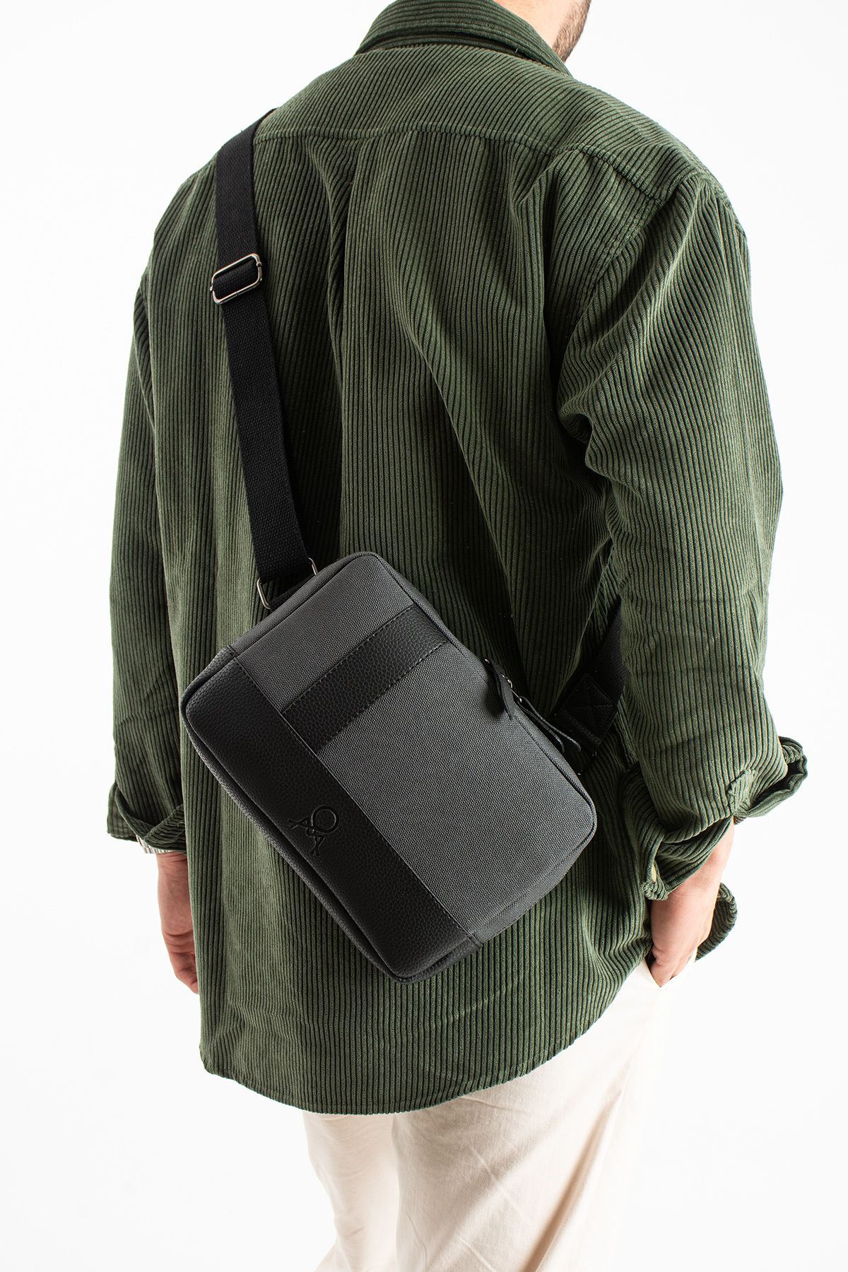 KASVA DERİ  Kanvas Kumaş Çapraz Çanta Unisex Tablet Çanta Askılı Omuz Çantası - Görsel 7