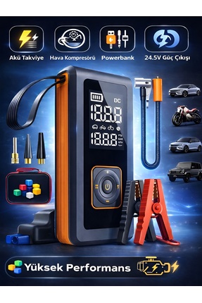 DEANB 150 PSI Akü Takviyeli Hava Kompresörü 8000mAh Çantalı Oto Bisiklet Moto...