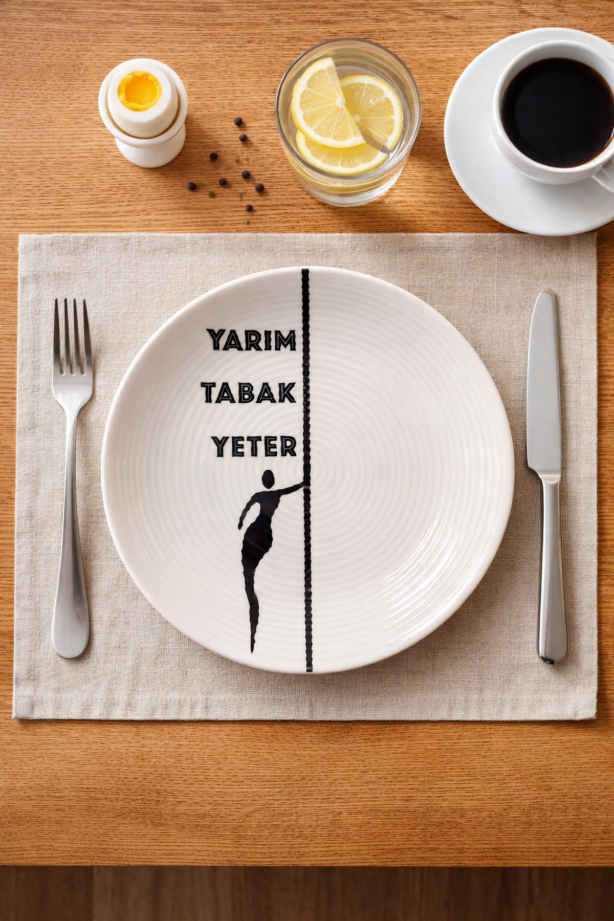 Diet Plate - 27 CM Portion Controlled Healthy Living Plate with Half Plate Enough Female Figure