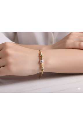 Lumyra Jewelry Pembe Nazar Boncuklu Gold Yılan Zincirli Bileklik