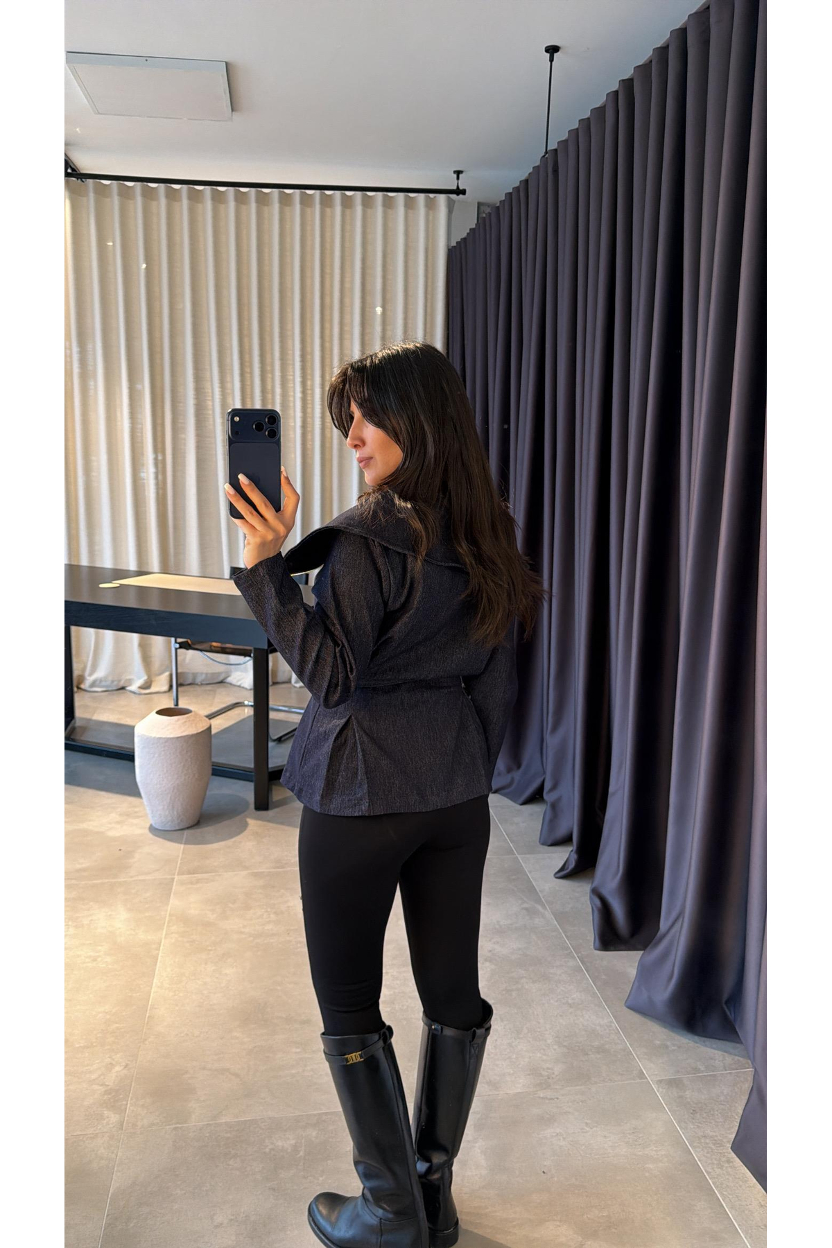 HARMONY GLOBAL  Kadın Denim Kemerli Fermuarlı Tasarım Kot Gömlek 7729 - Görsel 5