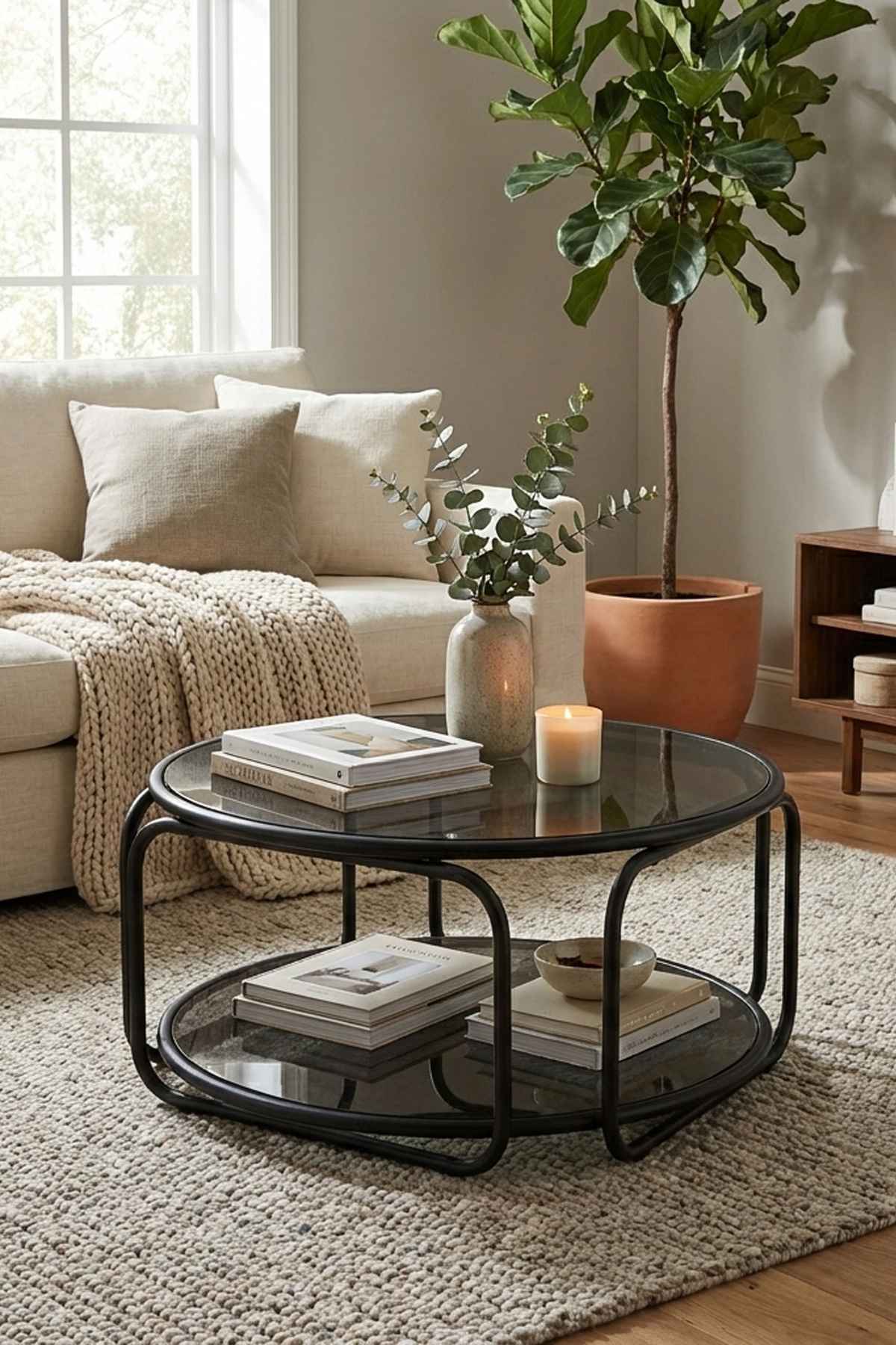 Antares Black Coffee Table Smoked Tempered Glass
