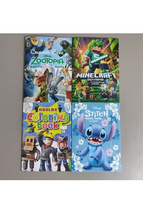 ada çanta kırtasiye 4 adet stickerli boyama kitabı (Zootopia/Minecraft/Roblox...