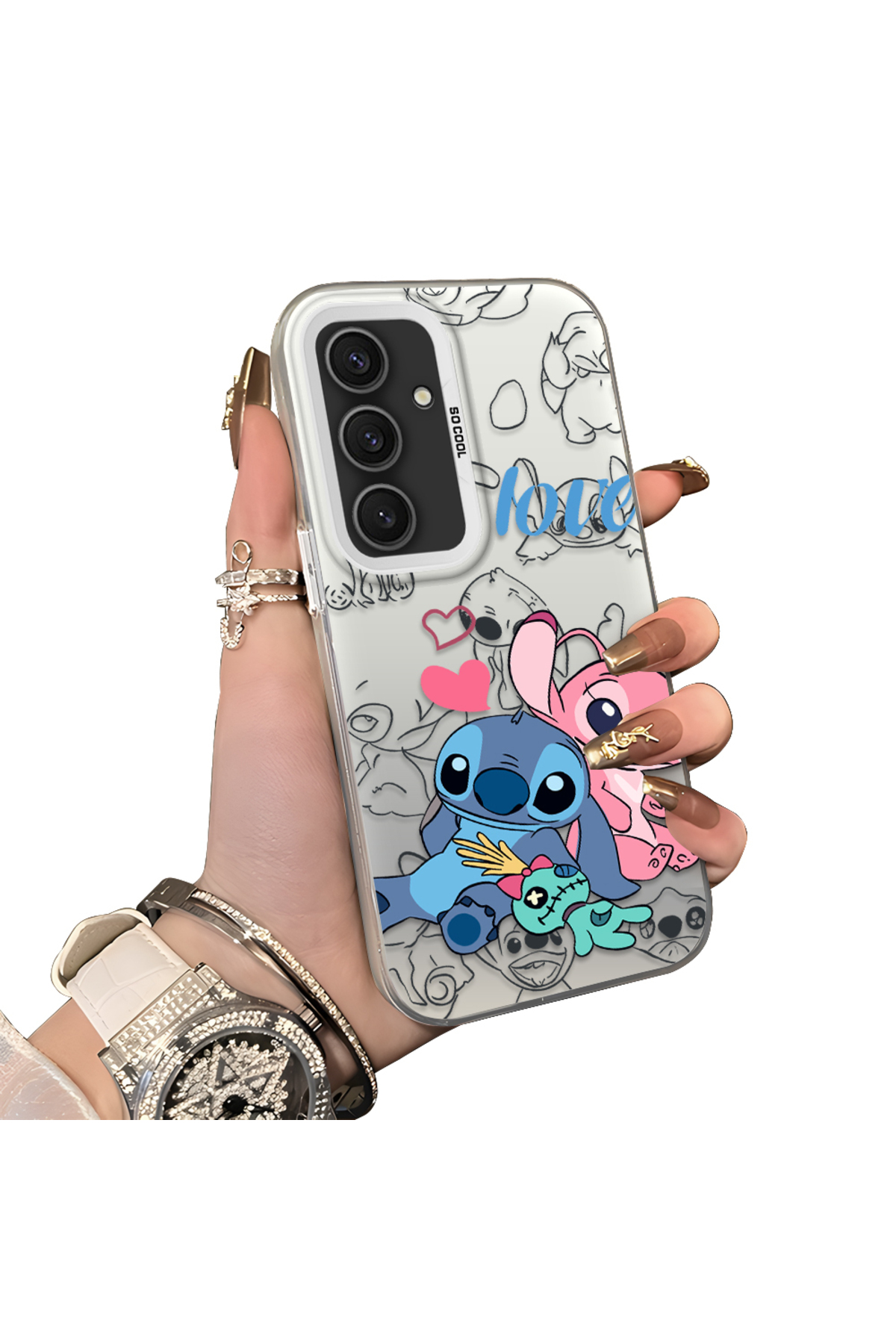 Samsung Galaxy S24 Plus Compatible Silicone Edge Hard Back Anti Fall Stitch pattern case