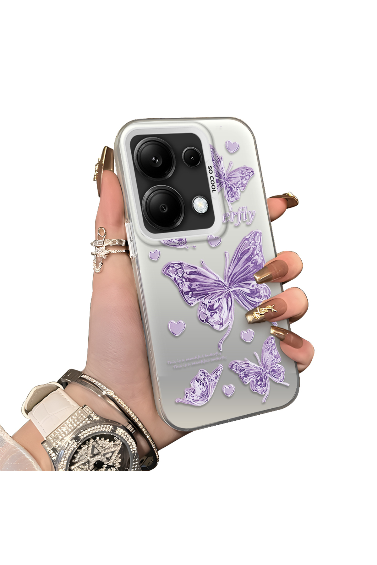 Xiaomi Redmi Note 13 Pro 4G Compatible Silicone Edge Hard Back Anti Fall Butterfly pattern case