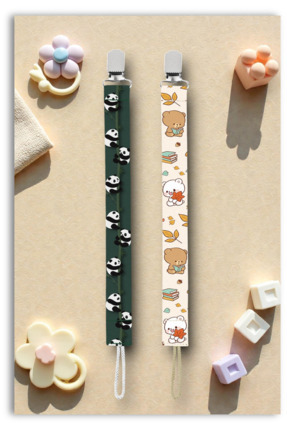 Mia Aurora Emzik Askısı Emzik Tutucu Bebek Emzik Zinciri Panda ve Ayıcık Figürlü