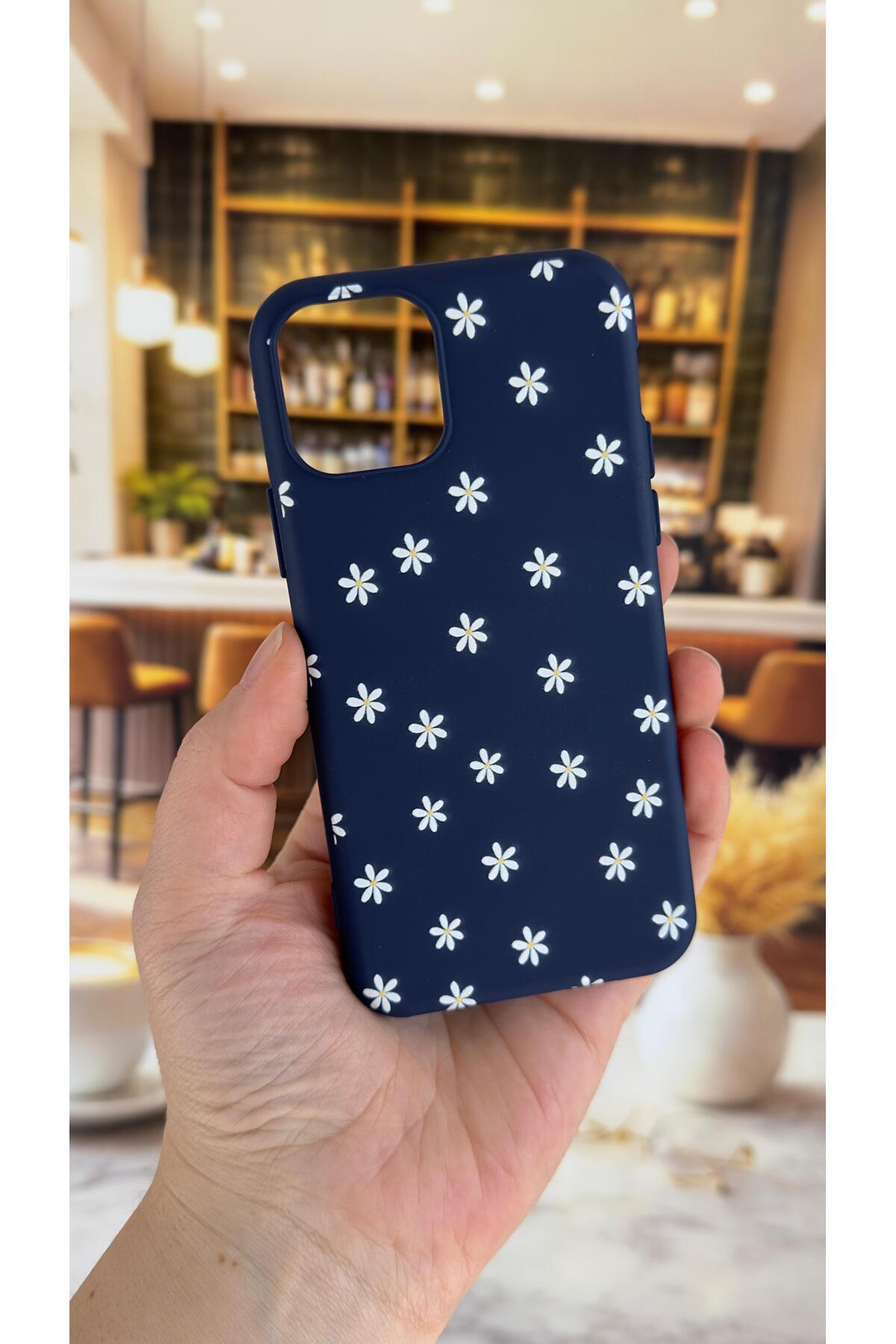 Iphone 11 Pro Max Compatible Mini Daisy Patterned Silicone Shock Absorbing Classic Protected Rubber Case