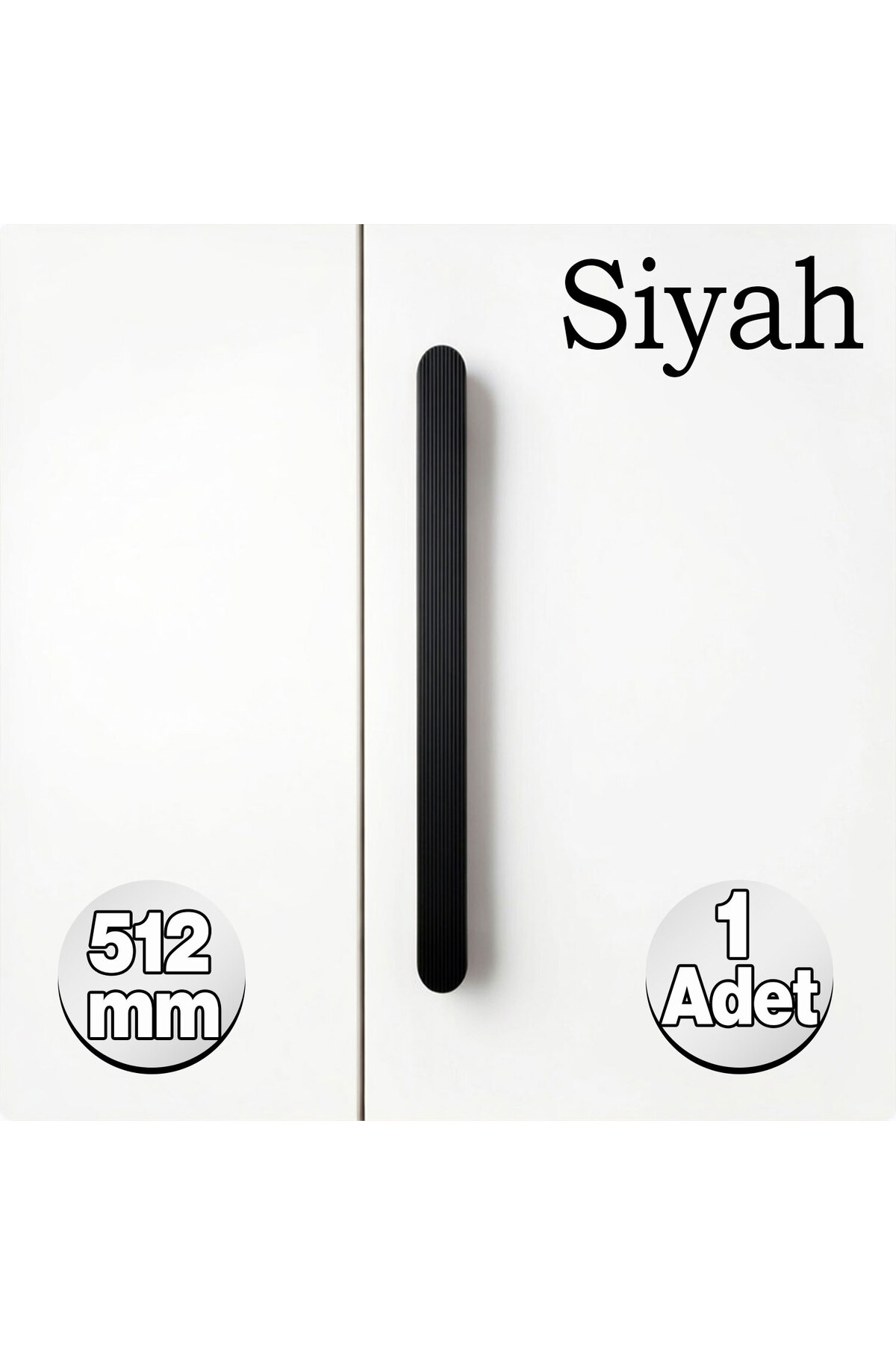 Badem10 ANZER Çizgili Mat Siyah Çekmece Kulp 512 mm Uzun Kulp