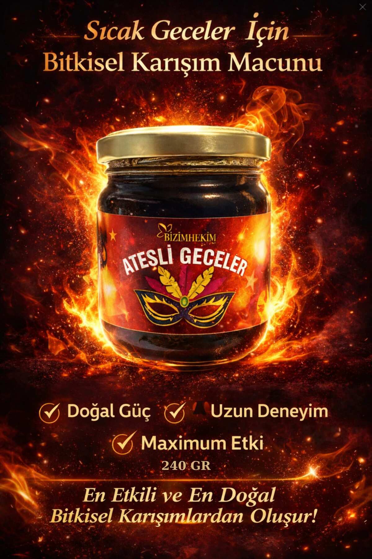 BİZİMHEKİM ŞİFA EVİ Ateşli Geceler Ginsengli Bitkisel Enerji Macun