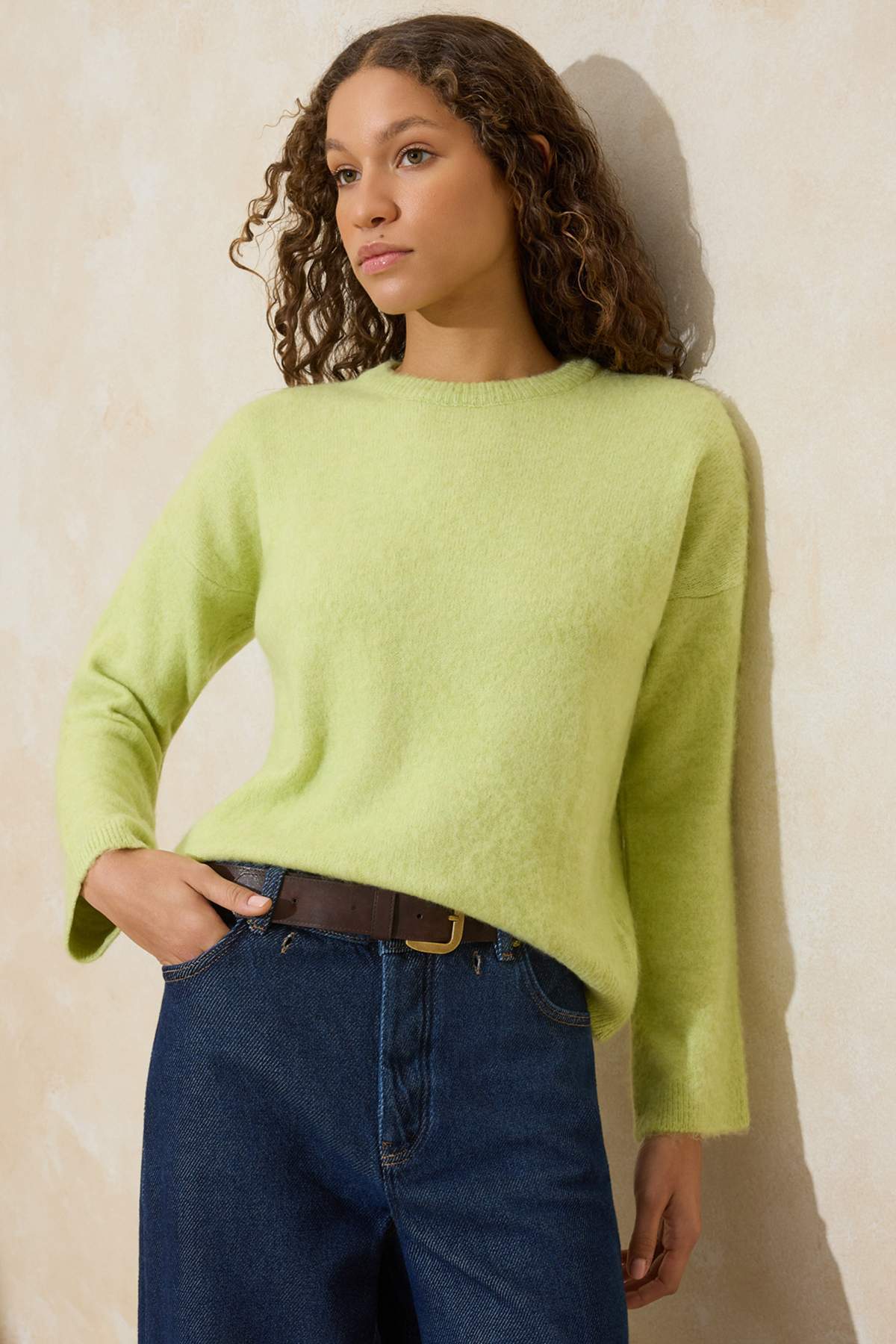 Trendyolmilla  Wardrobe Essentials Açık Yeşil Yumuşak Dokulu Geniş Kalıp Basic Triko Kazak | TWOAW26KZ00088 - Görsel 2