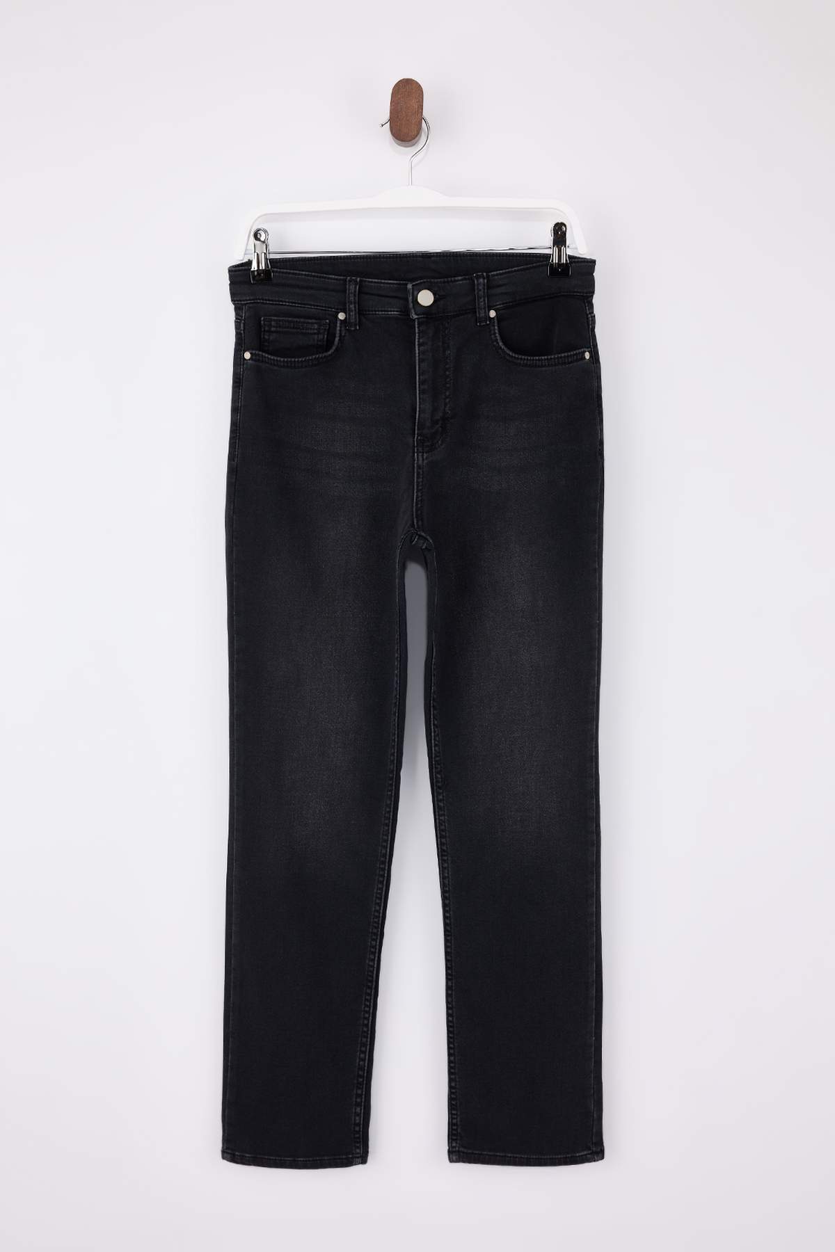 Trendyolmilla  Siyah Yüksek Bel Straight Yumuşak Ekstra Esneyen Örme Kot/Jeans TWOSS26JE00104 - Görsel 6