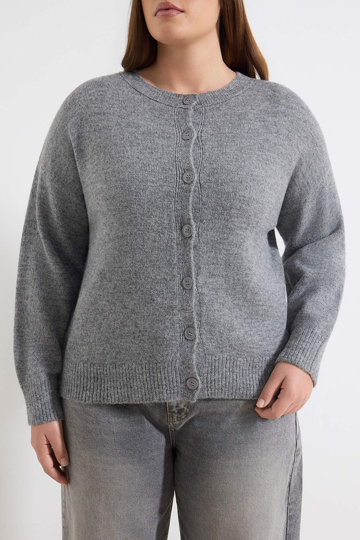 Trendyolmilla  Wardrobe Essentials Antrasit Alpaka Yünü Karışımlı Basic Triko Hırka TBBAW26AV00037 - Görsel 3