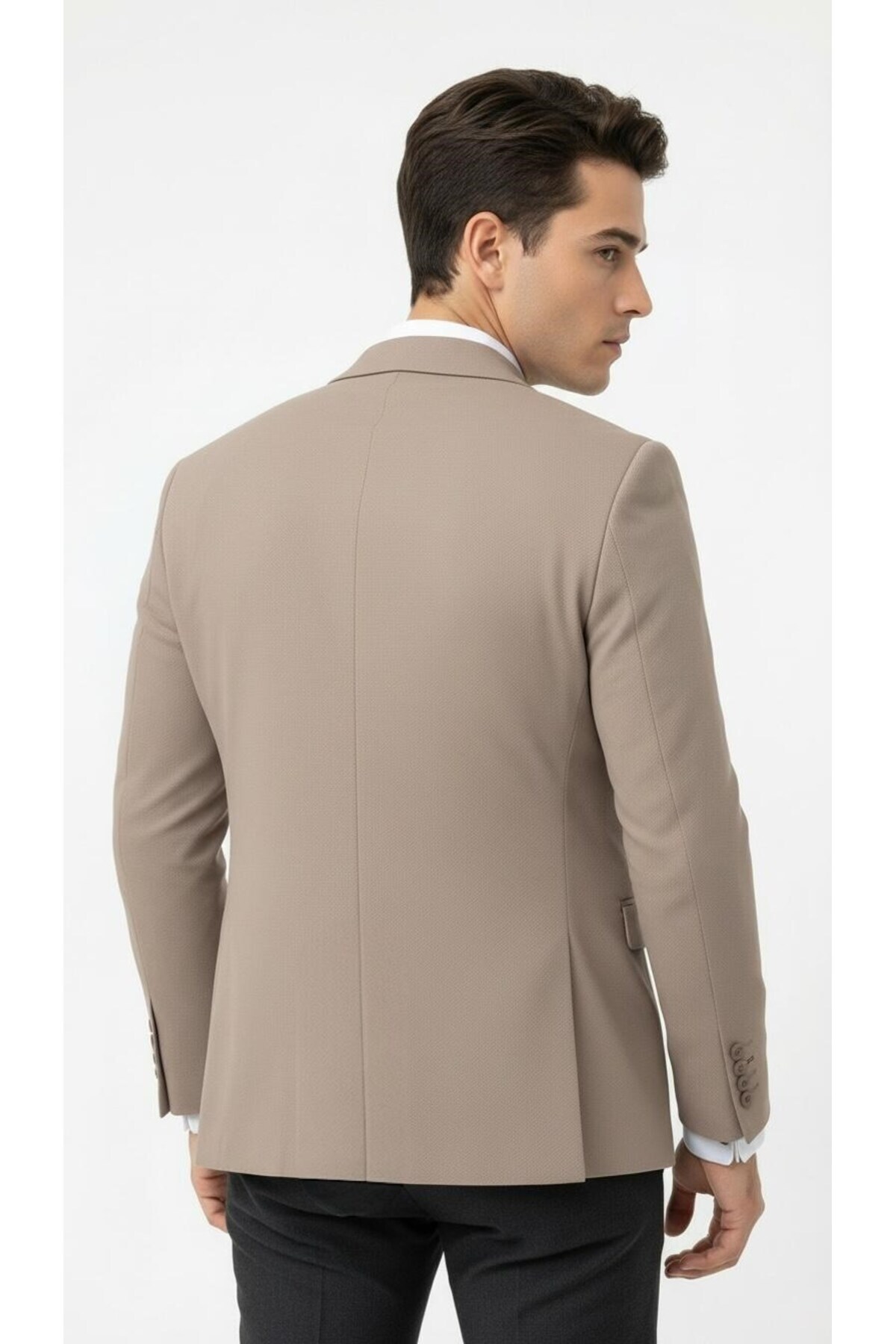 Plus Scorpion  Erkek Slim Fit Tek Düğmeli Blazer Ceket – Vizon Renk, Şık ve Modern Kesim - Görsel 3