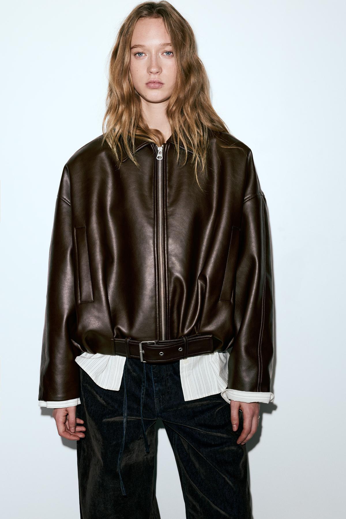 Pull & Bear  Suni deri bomber ceket - Görsel 2