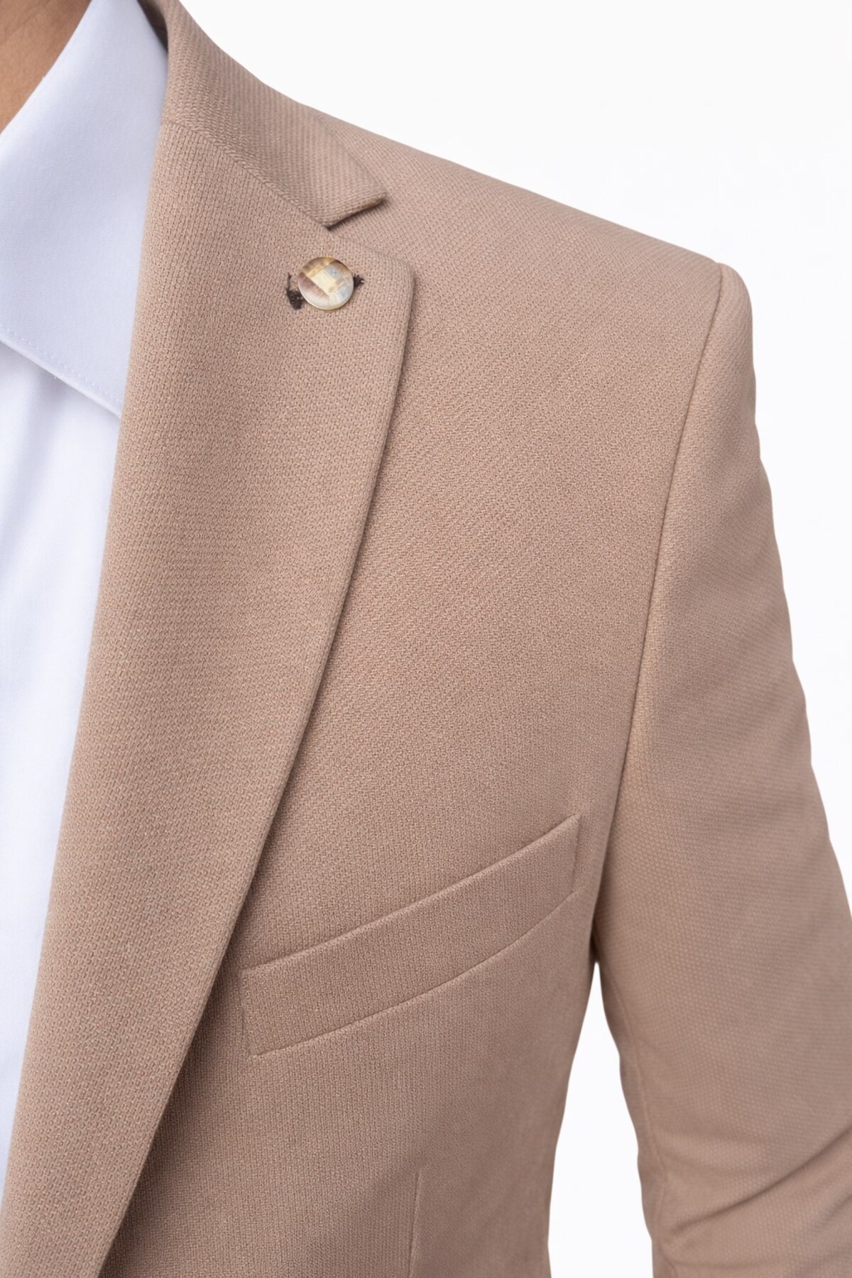 Plus Scorpion  Erkek Slim Fit Tek Düğmeli Blazer Ceket – Vizon Renk, Şık ve Modern Kesim - Görsel 7