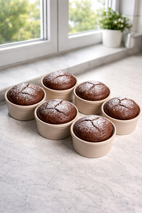 Dore Voir 6 Adet Seramik Sufle Kabı Beyaz Çapı 9 Cm