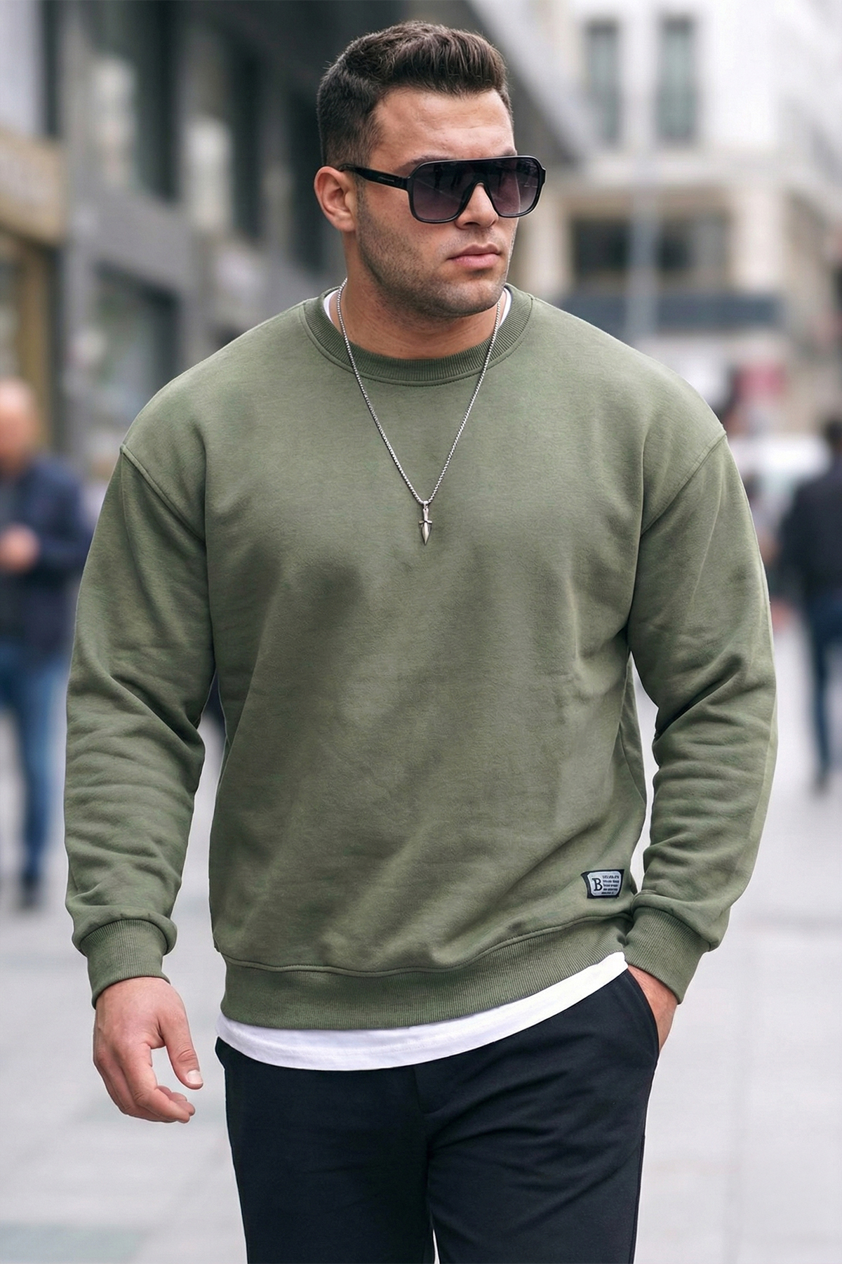 Regular Fit Crew Neck Cotton Fluffy Soft Raised Sweatshirt Men's SWEATSHIRT 5905255