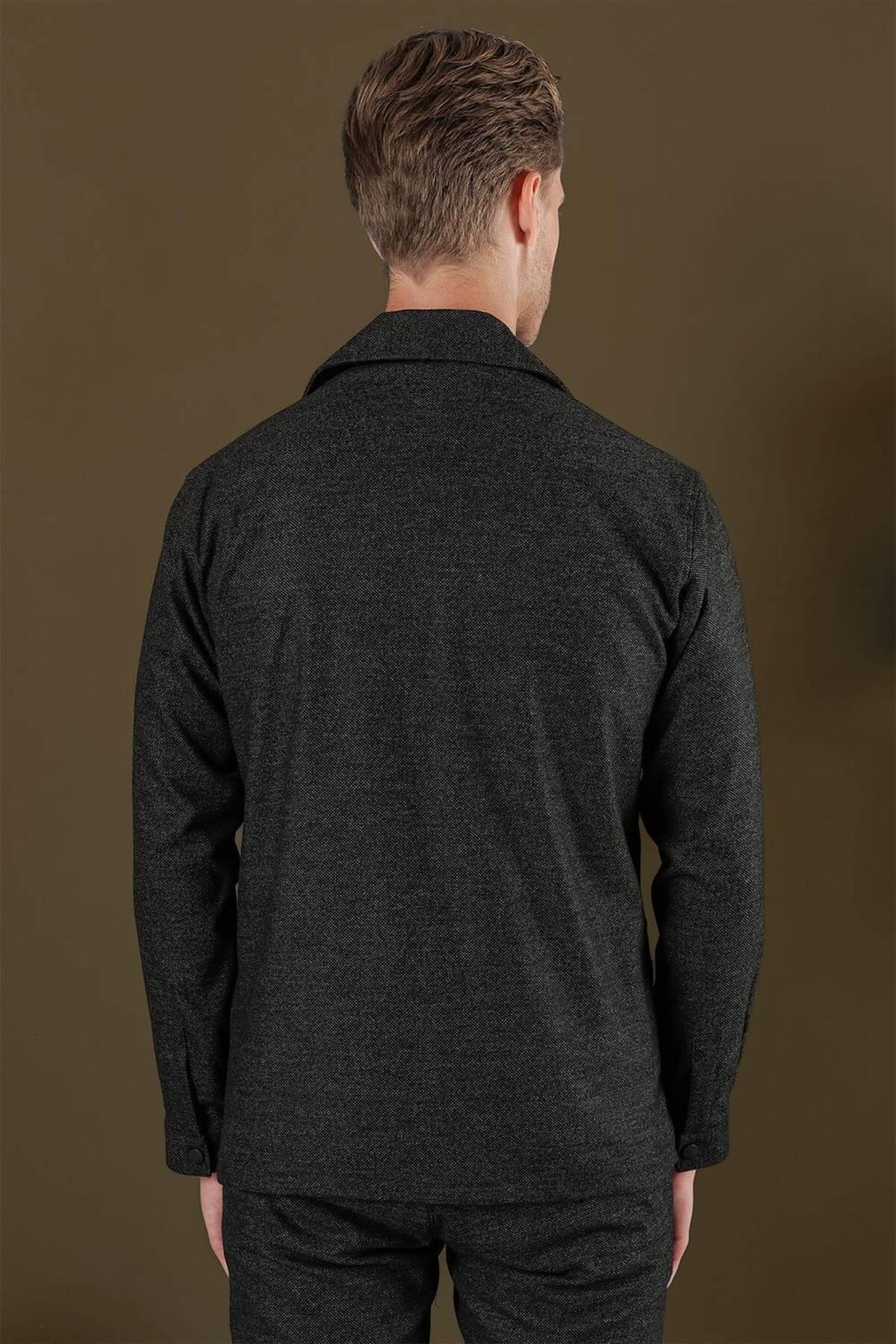 پیراهن کلاسیک مشکی مردانه G 1560 Slim Fit — رنگارنگ G1560Y0723 — تصویر 7 از 8