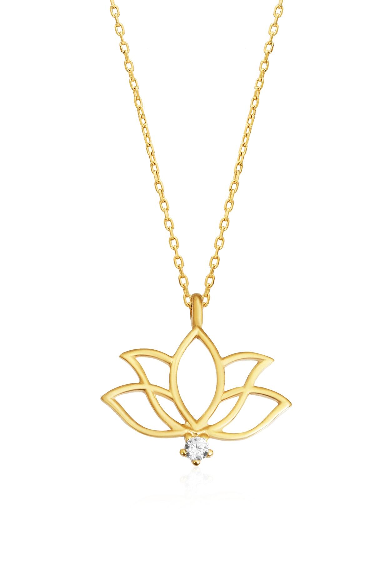 LOTUS JW Lotus Çiçeği Gümüş Kolye - 925 Ayar Gümüş Kolye görsel 3