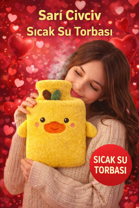 TOYFEST Sarı Civciv Sıcak Su Torbası Yumuşak Peluş Sevgililer Günü Hediyelik