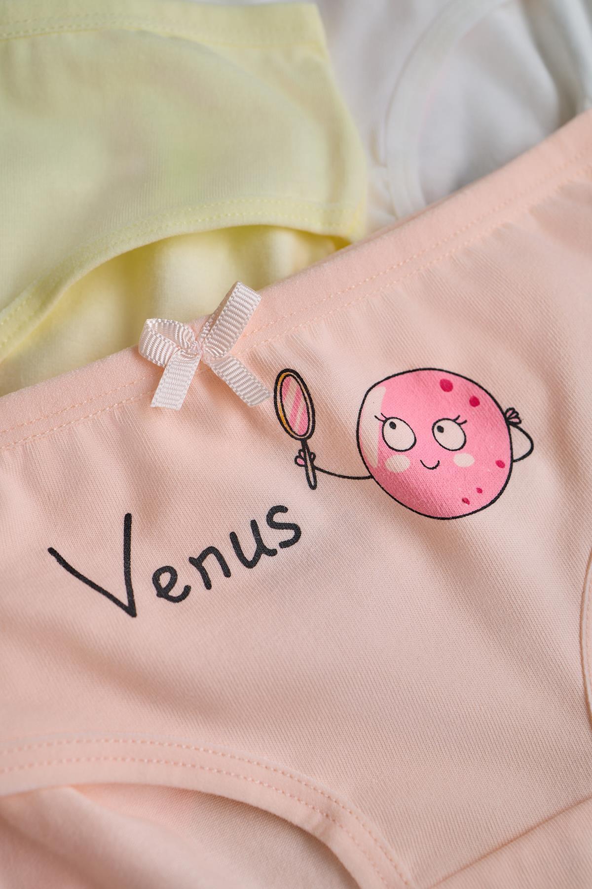 biyokids Kız Çocuk 5 li Paket Renkli Slip Külot Sevimli Gezegenler Çok Renkli fotoğrafı 3 (önizleme)