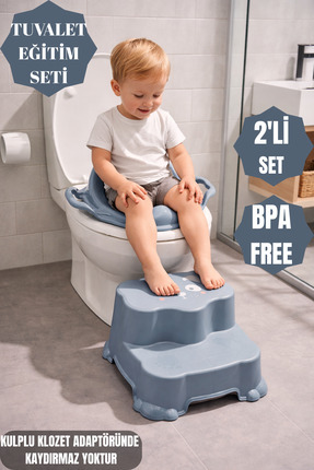 PONÇİK STORE Çocuklar Için Tuvalet Eğitim Seti- Kaydırmaz Basamak& Kulplu Klo...