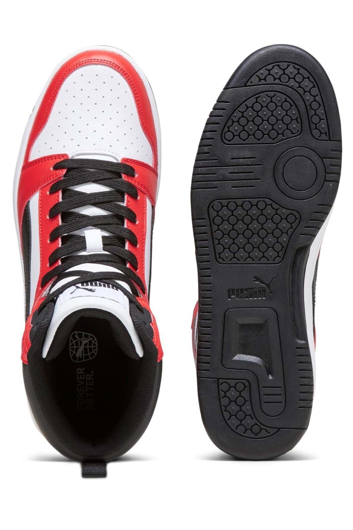 Puma Rebound v6 Beyaz Erkek High Sneaker SİYAH KIRMIZI görsel 7