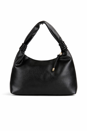 REVENKO Siyah Kadın Omuz Çantası Suni Deri Fermuar Kapamalı Astarlı