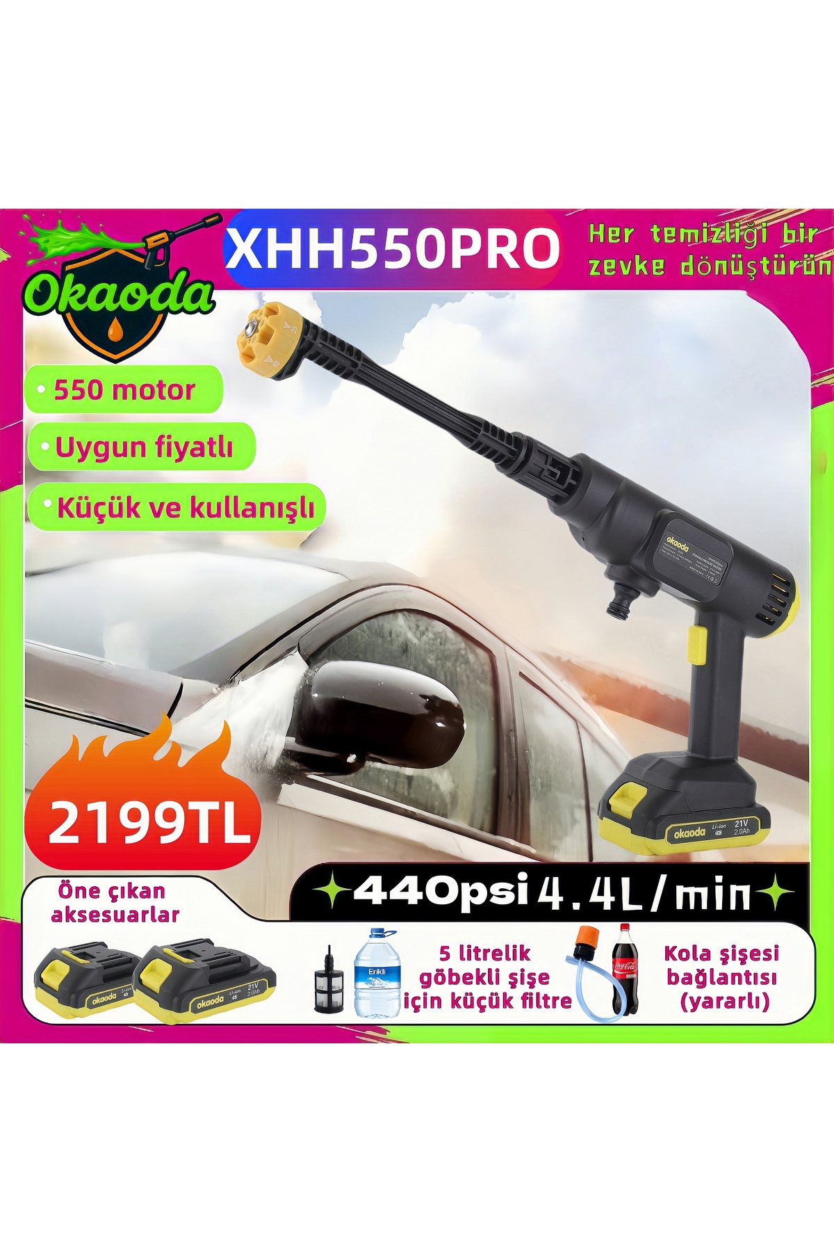 Hiro Okayaページ okaoda XHH550PRO (550 motor) çift lityum pil yüksek basınçlı ev