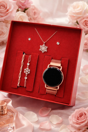 wesscollection Dokunmatik Kadın Kol Saati Kolye Bileklik Küpe Seti