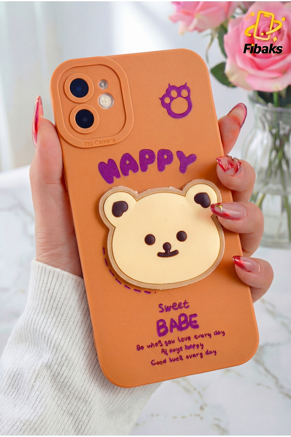 iPhone 11 Case Design Patterned Camera Shielded Soft Silicone Cover with Happy Teddy Paw