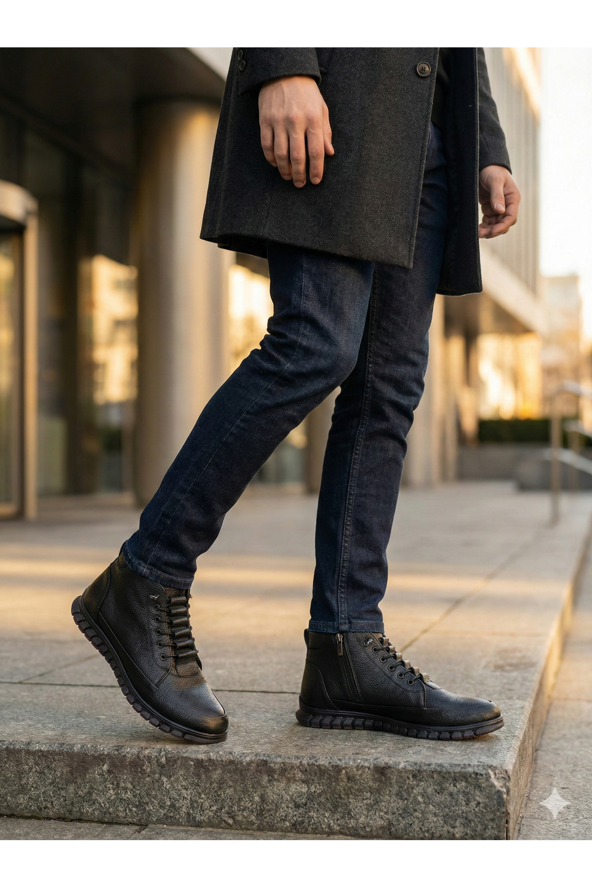 G GÜR MODA  Tam Ortopedik Sıcak Astar Ip Detaylı Lastikli Hafif Su Geçirmez Soguk Geçirmez Günlük Klasik Bot - Görsel 3