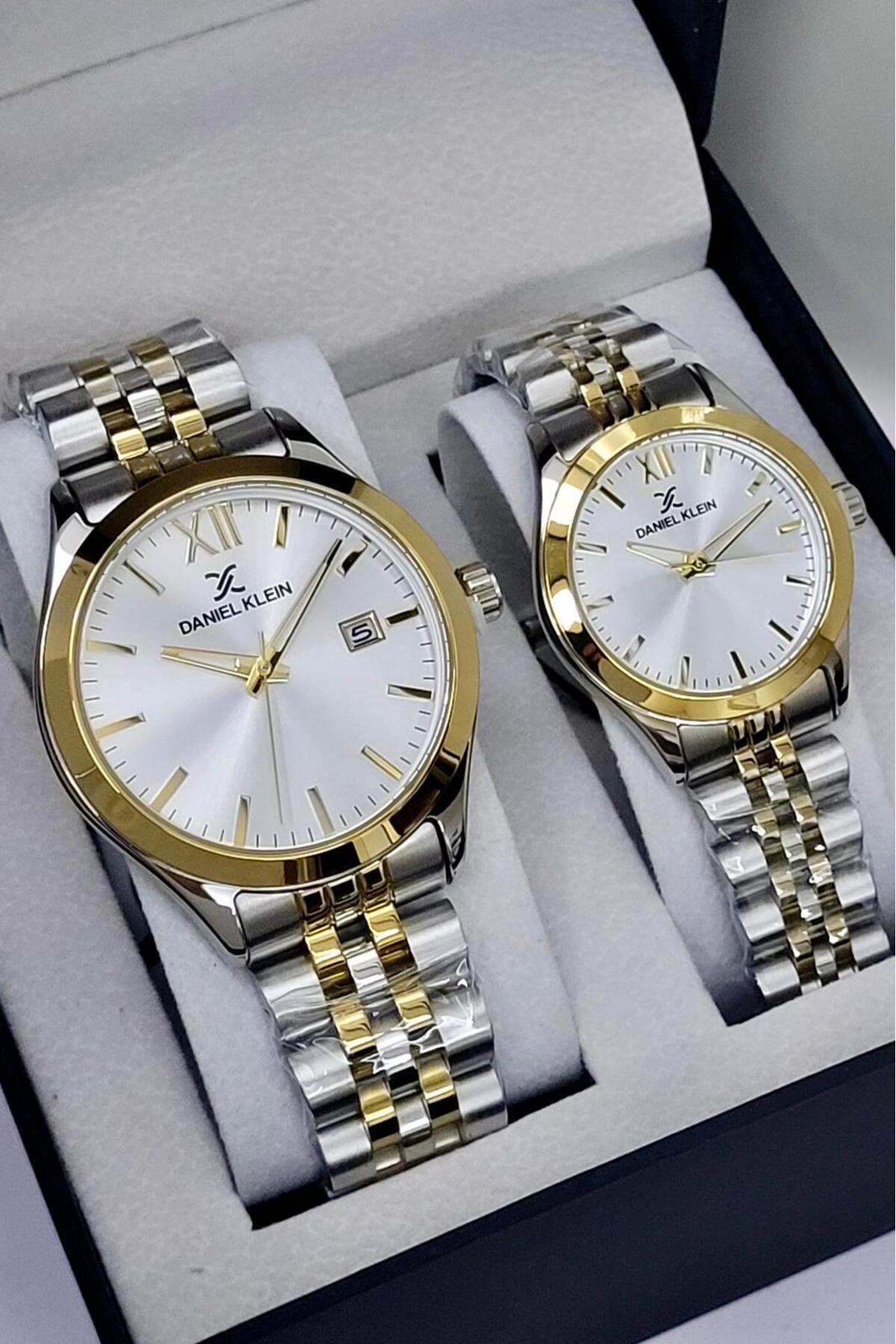 Gold Silver Color Gift Wrapped Valentine Couple Wrist Watch