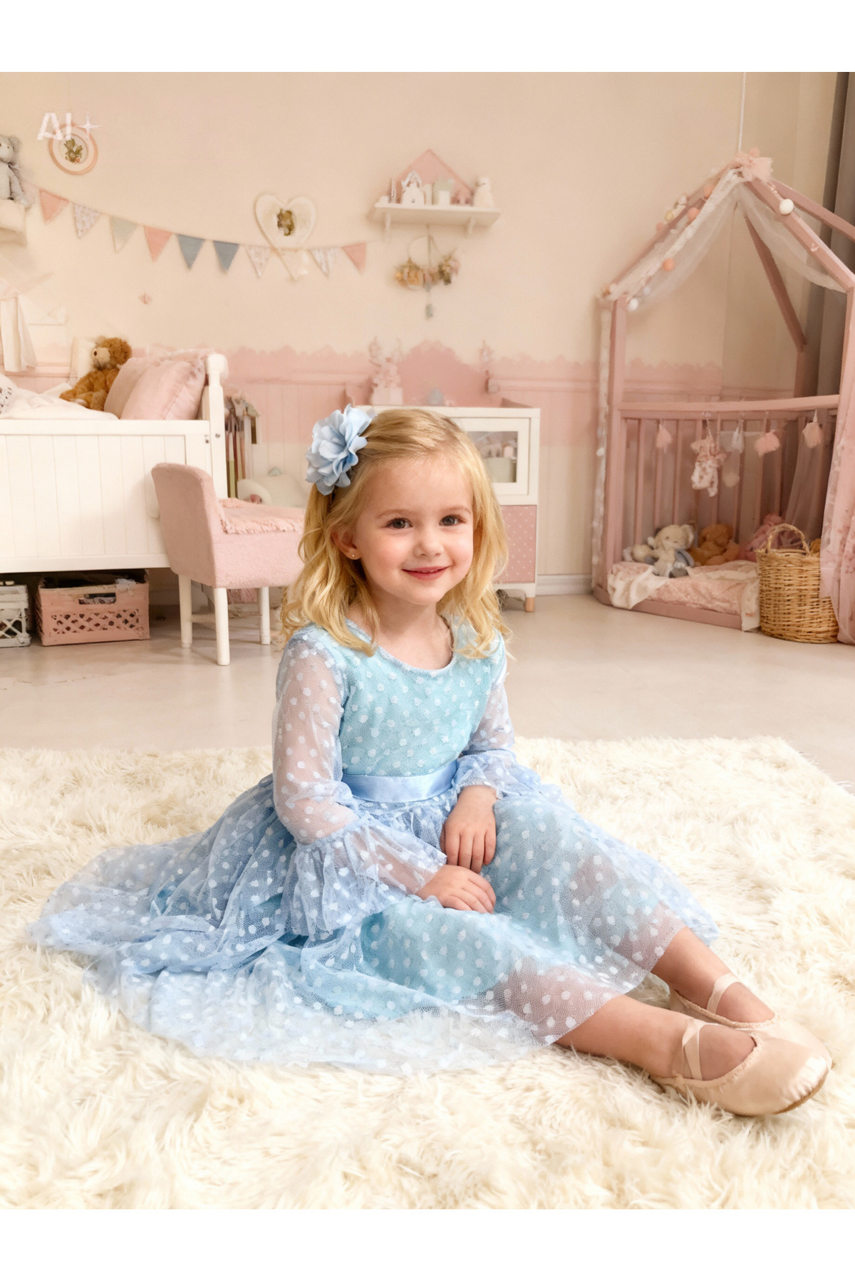 Lunas tekstil Tokalı Puantiyeli Kabarık Tüllü elbise fotoğrafı 2 (önizleme)