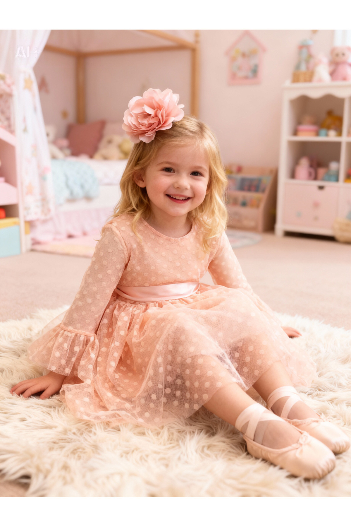 Lunas tekstil Tokalı Puantiyeli Kabarık Tüllü elbise fotoğrafı 3 (önizleme)