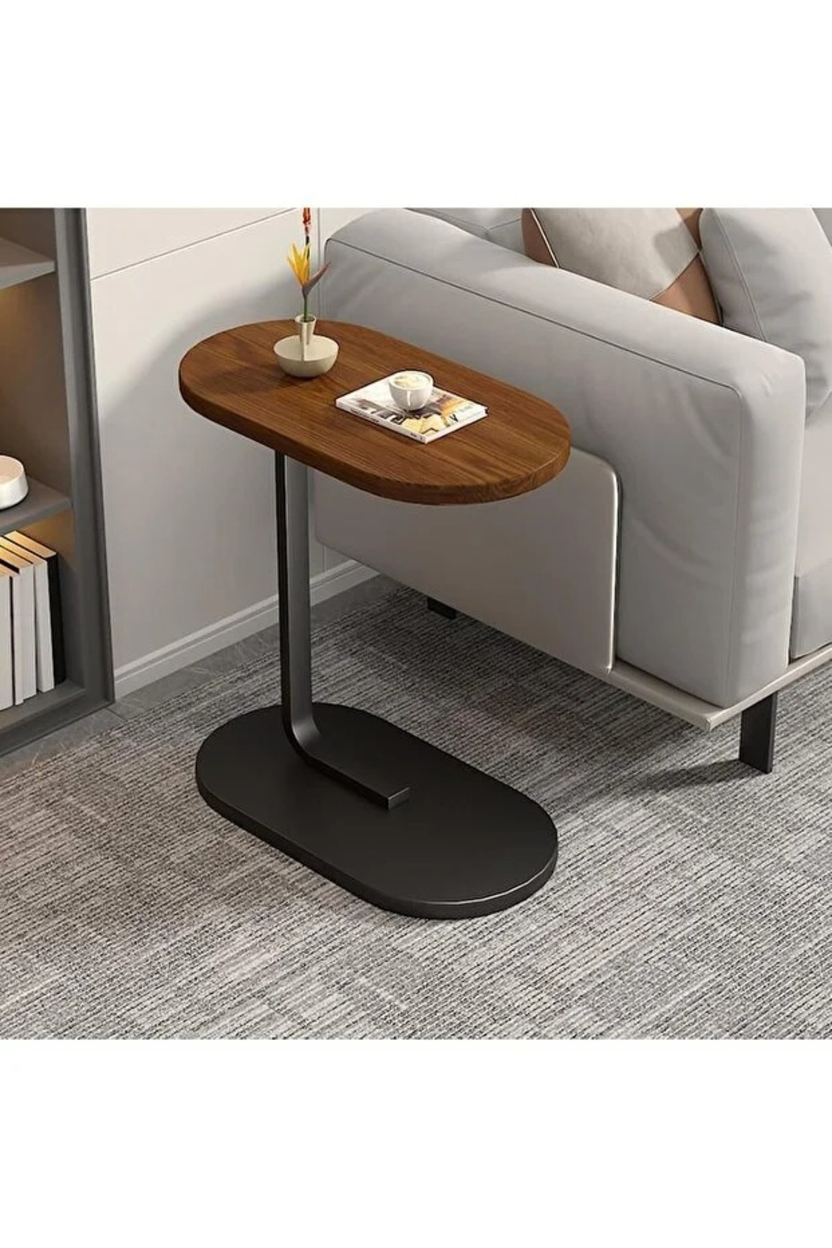 طاولة قهوة عصرية | طاولة جانبية على شكل حرف C بسطح...