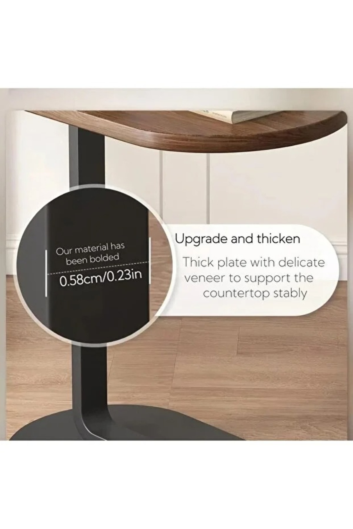 طقم من 4 قطع - طاولة قهوة عصرية | طاولة جانبية على شكل حرف C بسطح خشبي بيج وإطار معدني أسود