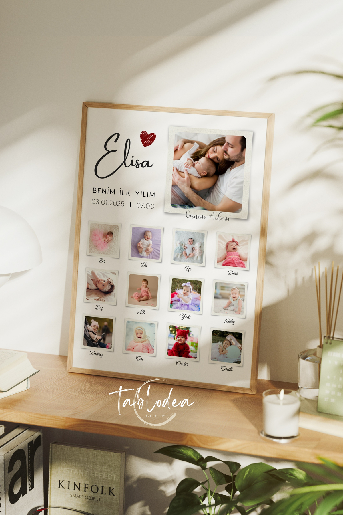 tablodea Pinterest Fotoğraflı Bebek 1 Yaş Anı Tablosu TD Kişiye Özel Tasarım Çerçeveli Fotoğraf Baskısı Tablo fotoğrafı 2 (önizleme)